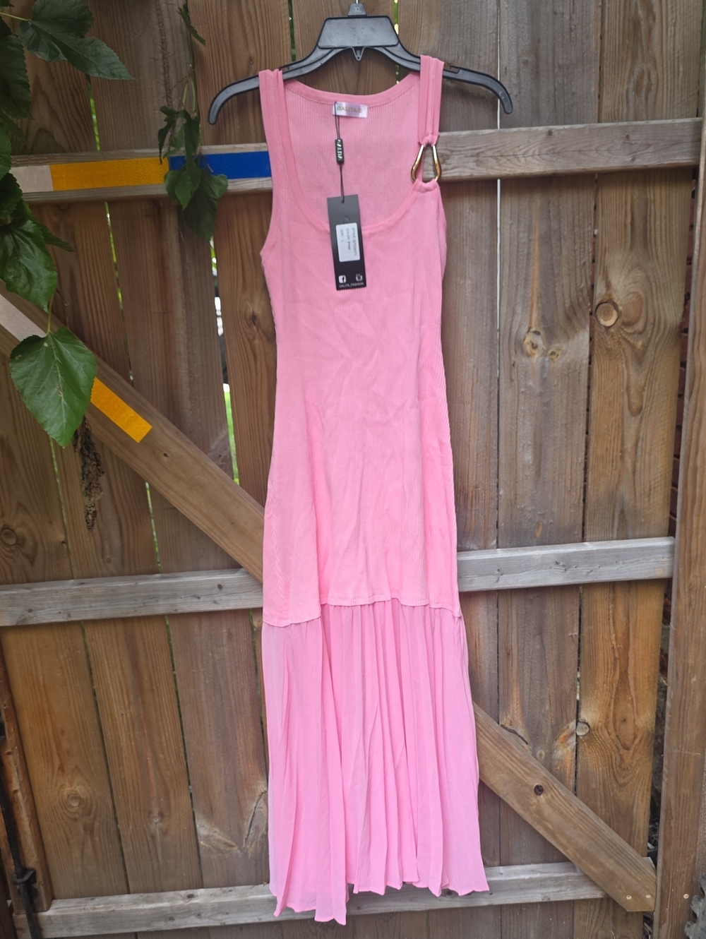 Pink Sleeveless Maxi Dress with Ring Detail